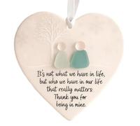 Heart-Shaped Sea Glass Friendship Decor, Its Not What We Have in Life but Who, Friendship Heart Keepsake, 2D Acrylic Heart-Shaped Angel Friendship Ornament, Christmas Tree Hanging Ornaments (F)