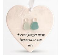 Heart-Shaped Sea Glass Friendship Decor, Its Not What We Have in Life but Who, Friendship Heart Keepsake, 2D Acrylic Heart-Shaped Angel Friendship Ornament, Christmas Tree Hanging Ornaments (E)