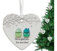 Heart Shaped Sea Glass Friendship Decor, Printed Ceramic Heart Pendant, Portable Christmas Tree Ornaments, For Bedroom Balcony Door Window Wall Family Friends Women