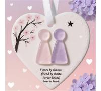 Heart-Shaped Sea Glass Friendship Decor - Sea Glass Art, Friendship Heart Ornament For Christmas Tree Hanging Ornaments, Friendship Heart Keepsake For Friend, Family, Partner