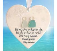 Heart-Shaped Sea Glass Friendship Decor - Sea Glass Art, Friendship Heart Ornament For Christmas Tree Hanging Ornaments, Friendship Heart Keepsake For Friend, Family, Partner (1pc)