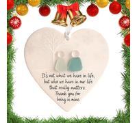 Heart-Shaped Sea Glass Friendship Decor, Sea Glass Gifts, SeaGlass Art, Shaped by Nature & Crafted by Hand, Memory Heart Friendship Ornaments for Christmas Tree for Friends Family (1pc)