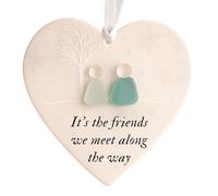 Heart-Shaped Sea Glass Friendship Decor,Timeless Friendship Heart Keepsake, Best Friend Sign Ornament, Sea Glass Heart Shape White Encouragement (A#)