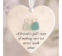 Heart-Shaped Sea Glass Friendship Decor, Timeless Friendship Heart Keepsake, Friendships Hearts Ornament for Christmas Tree Hanging Decoration, Sea Glass Art for Best Friends (D)