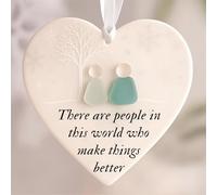 Heart-Shaped Sea Glass Friendship Decor, Timeless Friendship Heart Keepsake, Friendships Hearts Ornament for Christmas Tree Hanging Decoration, Sea Glass Art for Best Friends (C)