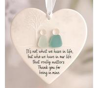 Heart-Shaped Sea Glass Friendship Decor, Timeless Friendship Heart Keepsake, Friendships Hearts Ornament for Christmas Tree Hanging Decoration, Sea Glass Art for Best Friends (A)