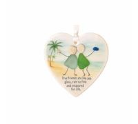 Heart-Shaped Sea Glass Friendship Decor,Timeless Friendship Heart Keepsake Ornament, Sea Glass Heart Shape White Encouragement (1)
