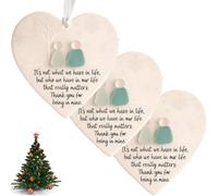 Heart-Shaped Sea Glass Friendship Decor, Timeless Friendship Heart Ornament for Christmas Tree Hanging Ornaments, Inspirational Quotes, Sea Glass Keepsake Decoration Gifts for Best Friends (3)