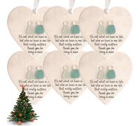 Heart-Shaped Sea Glass Friendship Decor, Timeless Friendship Heart Ornament for Christmas Tree Hanging Ornaments, Inspirational Quotes, Sea Glass Keepsake Decoration Gifts for Best Friends (6)