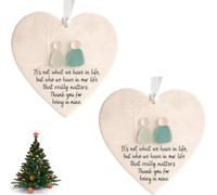 Heart-Shaped Sea Glass Friendship Decor, Timeless Friendship Heart Ornament for Christmas Tree Hanging Ornaments, Inspirational Quotes, Sea Glass Keepsake Decoration Gifts for Best Friends (2)