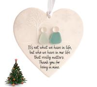 Heart-Shaped Sea Glass Friendship Decor, Timeless Friendship Heart Ornament for Christmas Tree Hanging Ornaments, Inspirational Quotes, Sea Glass Keepsake Decoration Gifts for Best Friends (1)