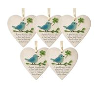 Heart-Shaped Sea Glass Friendship Decor, Timeless Friendship Hearts Keepsake, Christmas Tree Hanging Ornaments, Heart-Shaped Ornament Keepsake, Sea Glass Art for Friends (G, 5P)