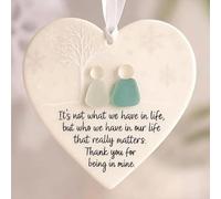Heart-Shaped Sea Glass Friendship Decor,Timeless Keepsake Heart Ornament,Christmas Pendant for Christmas Tree Hanging Ornaments,Sea Glass Art for Best Friends (1)
