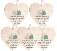Heart-Shaped Sea Glass Friendship Decor,Timeless Keepsake Heart Ornament,Christmas Pendant for Christmas Tree Hanging Ornaments,Sea Glass Art for Best Friends (5)