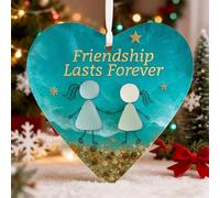 Heart-Shaped Sea Glass Friendship Keepsake Decor, Friendship Heart Sea Glass Art Hanging Decoration, Sea-glass Timeless Friendships Heart Keepsake Hanging Hearts Pendant Gifts for Friends (I)