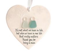 Heart-Shaped Sea Glass Friendship Ornament, Timeless Friendship Heart Keepsake with Inspirational Quote, Meaningful Present for Best Friend, Christmas Tree Ornament & Home Decor (style A 1pcs)