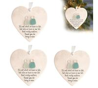 Heart-Shaped Sea Glass Friendship Ornament, Timeless Friendship Heart Keepsake with Inspirational Quote, Meaningful Present for Best Friend, Christmas Tree Ornament & Home Decor (style A 3pcs)