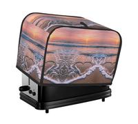 Heart shaped Sea Toaster Cover 2 Slice, Waterproof Bread Machine Covers with Pockets Universal Size Kitchen Small Appliance Cover with Handle, Dust and Fingerprint Protection