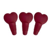 Heart-Shaped Silicone Plugs, Durable Wine Saver, Professional Wine Stopper 3 Pieces for Home Kitchen Dining Room Bar Restaurant Wedding Party Holiday Professional Beverage Maintenance Gear