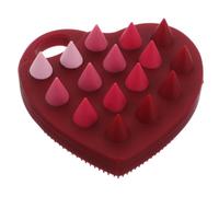 Heart Shaped Silicone Scalp Massager Brush Double Sided for Hair | Red Finish, Thorough Cleaning and Relaxing Flow Support, at Home or Traveling