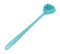 Heart Shaped Silicone Shower Brush Long Handle Body Scrubber | Gentle Bristles, Hanging Hole Design, for Back Cleansing and Hard to Reach Areas, Shower Use