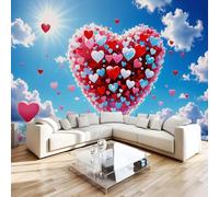 Heart-Shaped Sky Photo Wallpaper Romance Scenery 500x280 cm Modern Non-Woven Poster 3D Print Large Wall Mural Decoration for Living Room Bedroom Dining Room Wall Art H1383