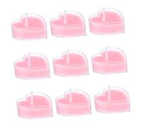 Heart Shaped Smokeless Tea Light Candles 9pcs Paraffin Pink