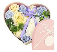 Heart Shaped Soap Flower Box, 21x18x8.5cm Red Rose Design, Elegant Decorative Set, Romantic Floral Display for Valentine Birthday Mother Day(E)