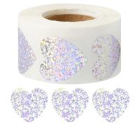Heart Shaped Stickers Roll - 500 Pcs 2.5 cm Bling-Bling Valentine's Day Love Shape Labels Waterproof Removable Self-Adhesive Handmade Labels