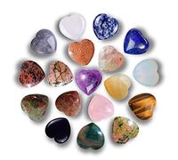 Heart Shaped Stone Set Crystal Natural Gemstones Assorted 25mm Pocket Worried Palm Stone Stone Box Collection for Healing Reiki Jewelry Making Home Decor 18pcs