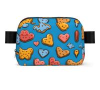 Heart Shaped Sugar Printed Square Fashion Pocket Waterproof Oxford Fabric, Large Opening Convenient Zipper Travel Bag for Men and Women