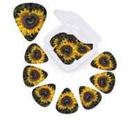 Heart shaped sunflower Guitar Picks 12 Pack Personalized Plectrums with Organizer Storage Box, Colorful Celluloid Guitar Plectrum Includes Thin, Medium, Heavy Picks for Acoustic Guitar Bass Picks