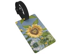 Heart Shaped Sunflower Luggage Tags for Suitcases, PVC Suitcase Tag with Secure Strap Suitcase Identifier with Privacy Name Card for Travel Bag Tags Personalized Baggage Tag for Women Men