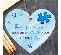 Heart-Shaped Teacher Thank You Hanging Plaque with 'Thank You for Being an Important Piece of My Story' Message, Puzzle Design, Ideal for End of Year Teacher Gift, Appreciation Keepsake