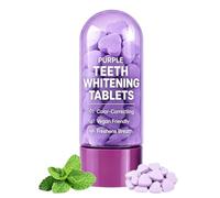 Heart-Shaped Teeth Whitening Tablets, Purple Toothpaste Tablets for Teeth Brighten, with Menthol, Xylitol & Grape Extract, Fresh Breath & Oral Care, Portable Cleaning Tablets，1