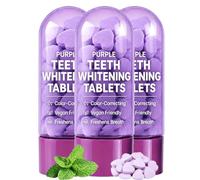 Heart-Shaped Teeth Whitening Tablets, Purple Toothpaste Tablets for Teeth Brighten, with Menthol, Xylitol & Grape Extract, Fresh Breath & Oral Care, Portable Cleaning Tablets，3