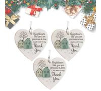 Heart-Shaped Thank You Christmas Ornament - Neighbours Like You Are Precious and Few, Neighbours Heart Ornament, For Christmas Tree Window Door Wall Indoor Leaving Farewell Moving Away (3pc)