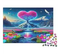 Heart Shaped Tree 1000 Piece Jigsaw Puzzle Fantasy Landscape Jigsaw Puzzle for Adults Relaxing Focus Home Decor Gift Choice 70x50cm/1000pcs