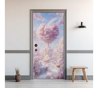 Heart Shaped Tree 3D Door Sticker Fairytale Castle Door Murals Stickers 80 x 200 cm Rainbow Self Adhesive Door Wallpaper PVC Removable for Living Room Bedroom Bathroom
