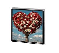 Heart-shaped Tree Daisy Red Leaf Lapel Pin for Men Brooches And Pins for Women Square Metal Badge for Shirts, Jackets, Hats | Durable Fashion Accessory & Gift for Men, Women, Events
