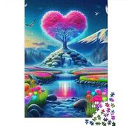 Heart Shaped Tree Jigsaw Puzzle for Adults 1000 Piece Jigsaw Puzzle Scenic Mountain Relaxing Focus Decor Gift 70x50cm/1000pcs