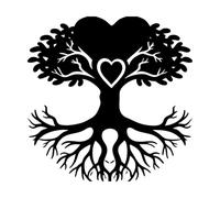 Heart Shaped Tree of Life Silhouette with Roots and Branches Vinyl Wall Stickers 42x42cm Window Decals Black