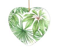 Heart Shaped Tropical Palm Banana Leaves Pendant, Transparent Acrylic Decoration, Christmas Tree Decoration Pendant.