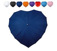 Heart Shaped Umbrella, Ideal for Wedding and Communion Events, Bride and Groom Windproof Umbrellas, Womens Sun Parasol. (Dark Blue)