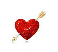 Heart-Shaped Valentine's Day Brooch Pin - Retro Oil-Dripped Flower Design With Red Cupid's Arrow - Exquisite Collar Pin Love-Themed Badge Gift for Ladies and Girls