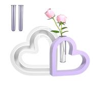 Heart-shaped vase silicone mould - resin mould for the propagation station romantic design DIY silicon mould with 2 tubes | chocolate mould plant cultivation resin accessories mould heat