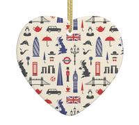 Heart Shaped White Ceramic Hanging Christmas Tree Decorations Bauble England London Uk Xmas Ornaments For Festive Party New Year