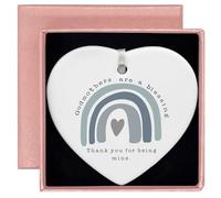 Heart Shaped White Ceramic Ornament-Godmother Gift for First Time Godmother-Christening Baptism Pregnancy Announcement Proposal Gift-Sentimental Keepsake Decoration for Religious Celebration