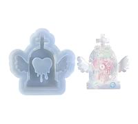 Heart-Shaped Wing Tombstone Resin Shaker Mold Silicone Resin Casting Molds Epoxy Molds for Pendant Charm Heart-Shaped Tombstone Mold