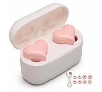 Heart Shaped Wireless Earbuds, Cute Bluetooth 53 Headset with HiFi Stereo Sound Built in Microphone Charging Case Fast Pairing for Sports Travel Pink PC ABS 2 Pack